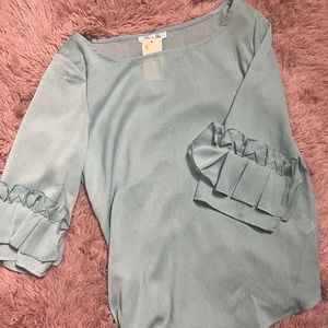 BRAND NEW She and Sky Ruffle Light Blue Shirt Size S